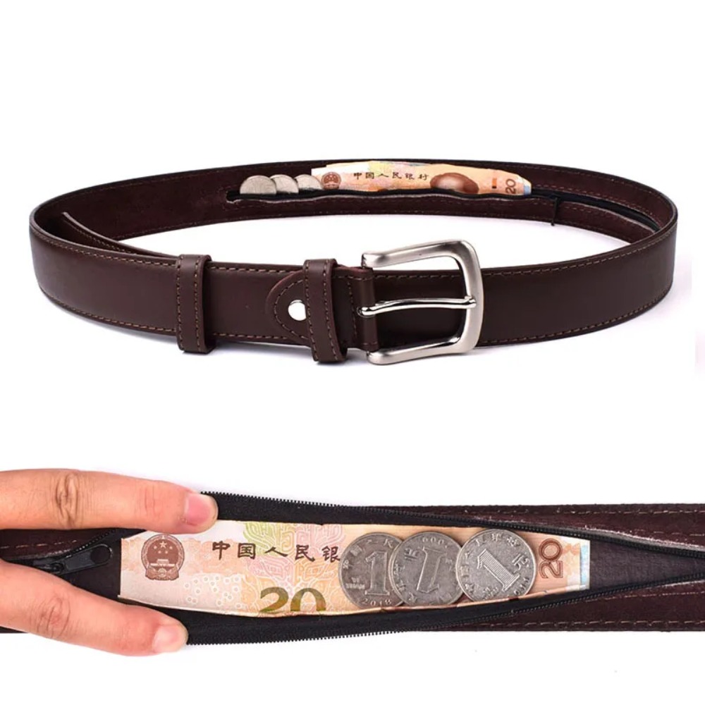 Money Belt Hidden - 보안 지퍼 숨김형 현금 벨트 PU