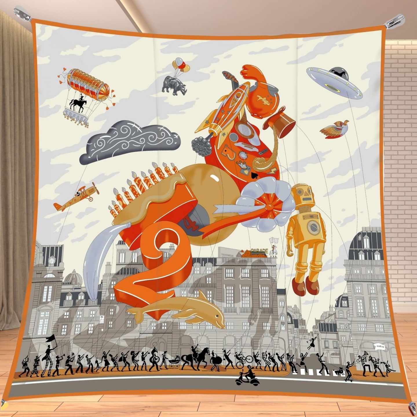 Travel Accessories For Women - 90cm 트윌 실크 느낌의 사각 스카프,