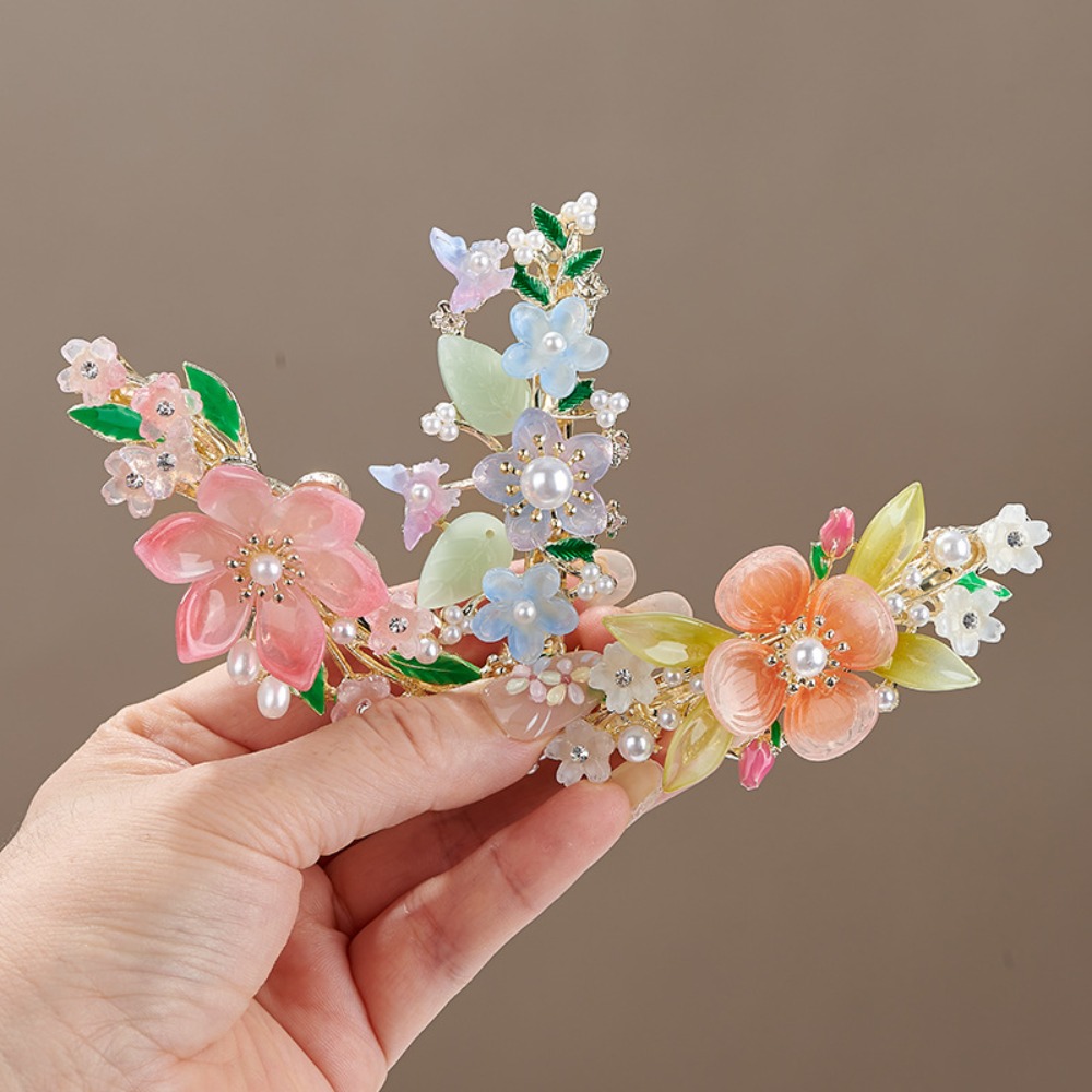 Travel Accessories For Women - 중국 스타일 꽃 진주 봄 헤어