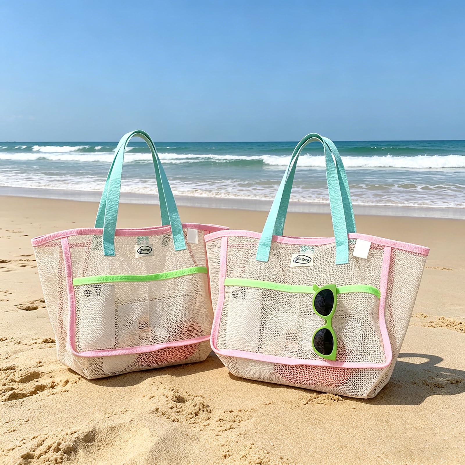 Travel Accessories Us - 여성용 비치백, 화려한 접이식 그물망 모래