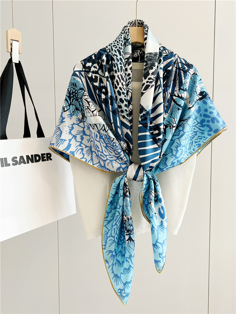 사자 프린트 실크 스카프 럭셔리 디자이너 손으로 감은  - Travel Accessories For Women 리뷰 및 가격