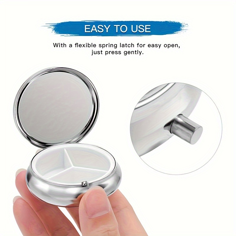 (평평한) 휴대용 원형 금속 알약 케이스는 매력적인 해 - Travel Accessories In Store 리뷰 및 가격