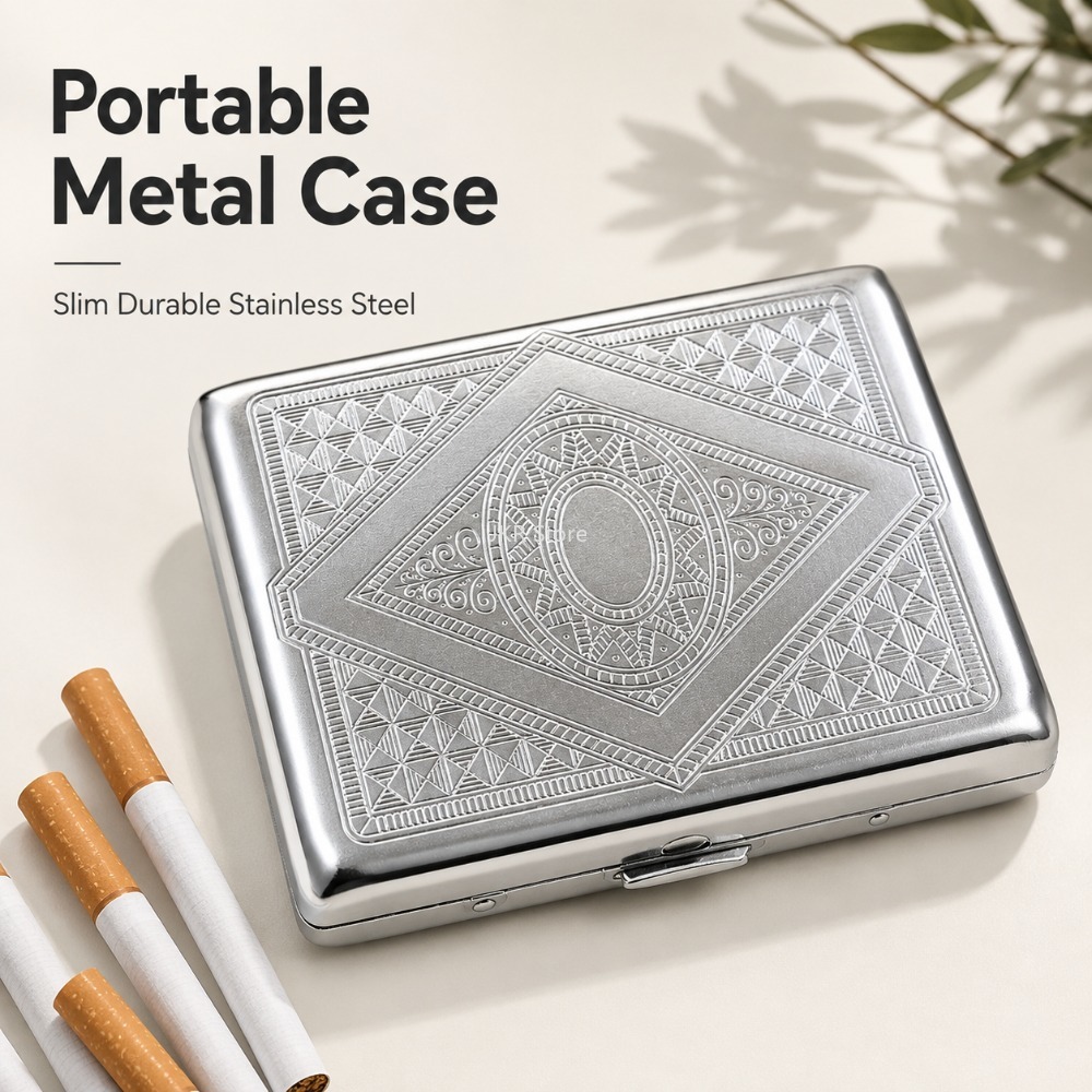 스테인리스 스틸 담배 케이스, 엠보싱 처리된 휴대용 금 - Travel Accessories Us 리뷰 및 가격