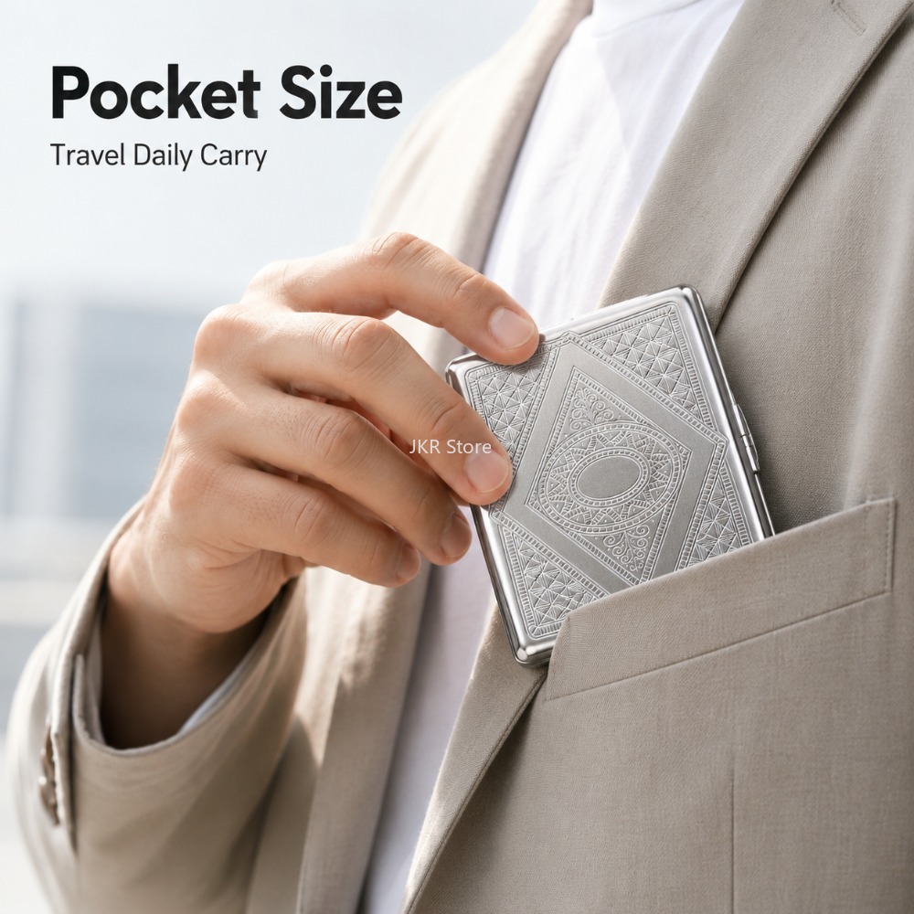 스테인리스 스틸 담배 케이스, 엠보싱 처리된 휴대용 금 - Travel Accessories Us 리뷰 및 가격