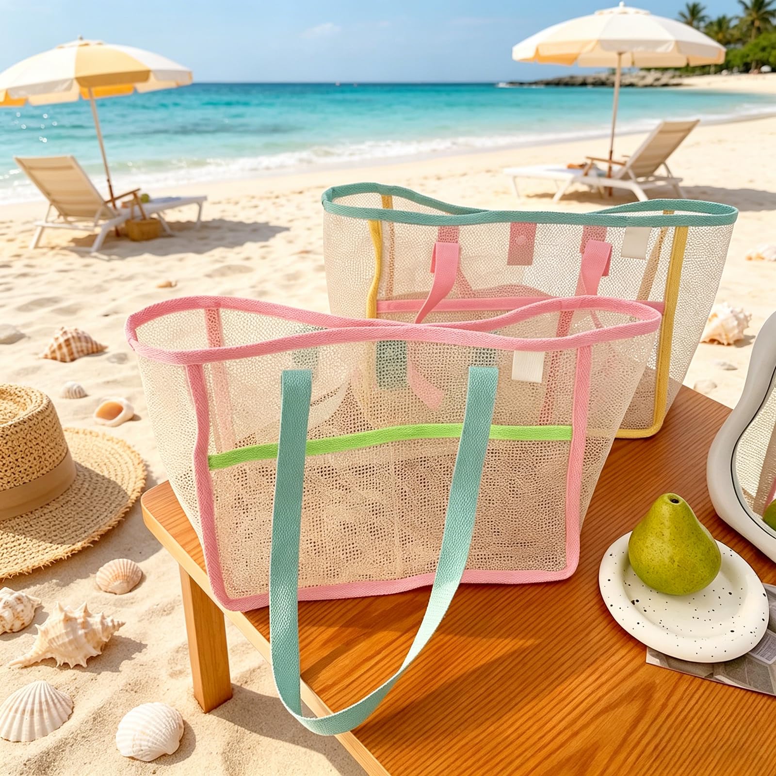 여성용 비치백, 화려한 접이식 그물망 모래 가방, 여행 - Travel Accessories Us 리뷰 및 가격